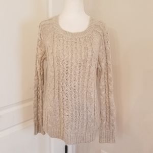 American Eagle silver and grey cable knit crew neck sweater
